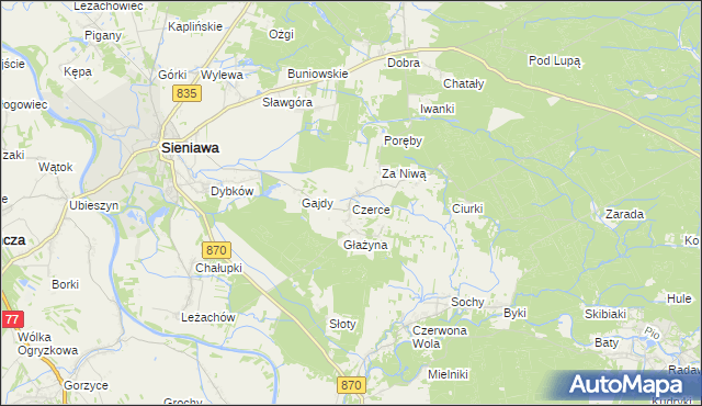 mapa Czerce, Czerce na mapie Targeo