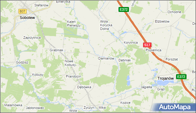 mapa Damianów, Damianów na mapie Targeo