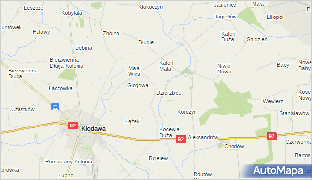 mapa Dzierzbice, Dzierzbice na mapie Targeo