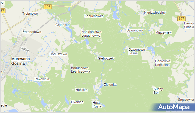 mapa Głęboczek gmina Murowana Goślina, Głęboczek gmina Murowana Goślina na mapie Targeo