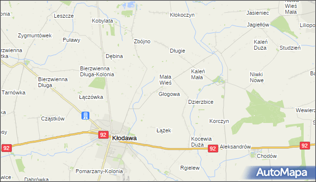 mapa Głogowa gmina Kłodawa, Głogowa gmina Kłodawa na mapie Targeo