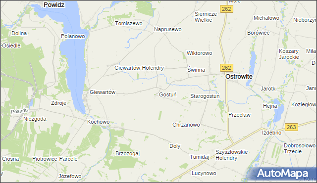 mapa Gostuń, Gostuń na mapie Targeo