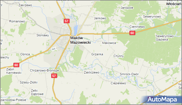 mapa Grzanka, Grzanka na mapie Targeo