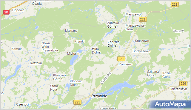 mapa Huta Górna, Huta Górna na mapie Targeo