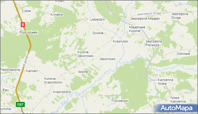 mapa Jasionowo gmina Sztabin, Jasionowo gmina Sztabin na mapie Targeo