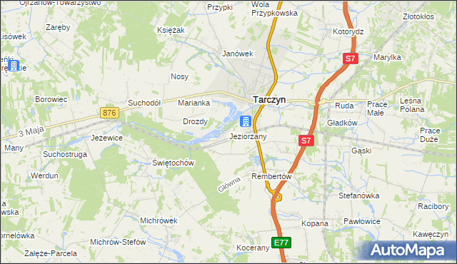 mapa Jeziorzany gmina Tarczyn, Jeziorzany gmina Tarczyn na mapie Targeo