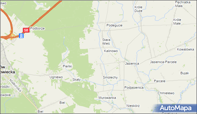 mapa Kalinowo-Parcele, Kalinowo-Parcele na mapie Targeo