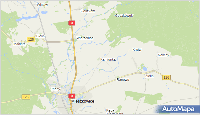mapa Kamionka gmina Mieszkowice, Kamionka gmina Mieszkowice na mapie Targeo