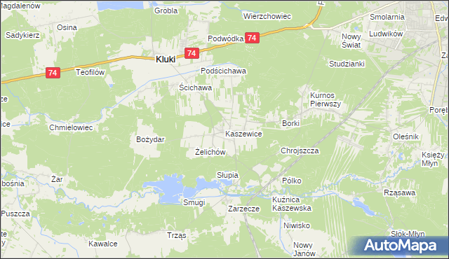 mapa Kaszewice, Kaszewice na mapie Targeo