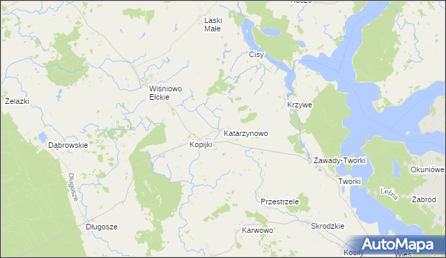 mapa Katarzynowo gmina Prostki, Katarzynowo gmina Prostki na mapie Targeo