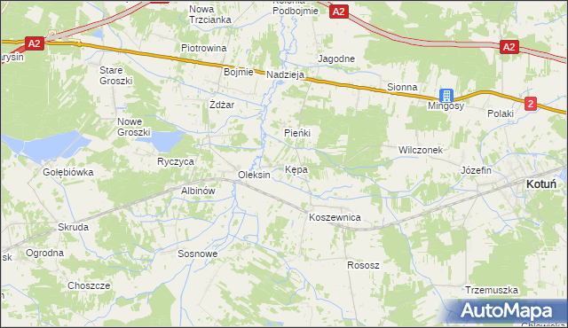 mapa Kępa gmina Kotuń, Kępa gmina Kotuń na mapie Targeo