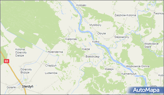 mapa Kiezie, Kiezie na mapie Targeo