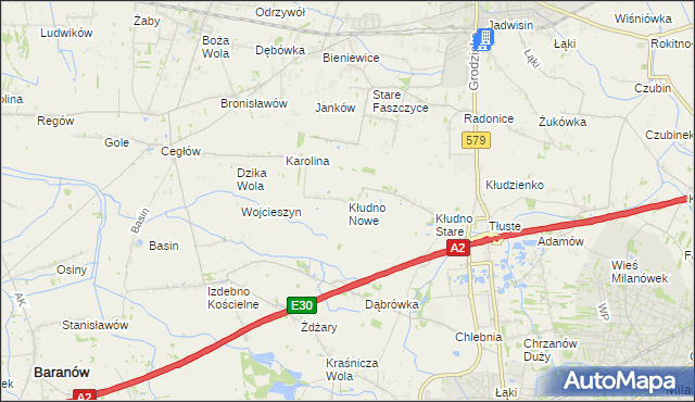 mapa Kłudno Nowe, Kłudno Nowe na mapie Targeo