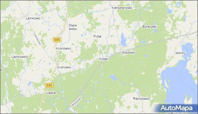mapa Kołaki gmina Barczewo, Kołaki gmina Barczewo na mapie Targeo