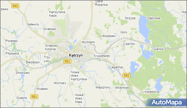 mapa Kruszewiec gmina Kętrzyn, Kruszewiec gmina Kętrzyn na mapie Targeo