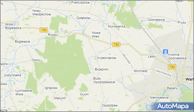 mapa Krześniaków, Krześniaków na mapie Targeo