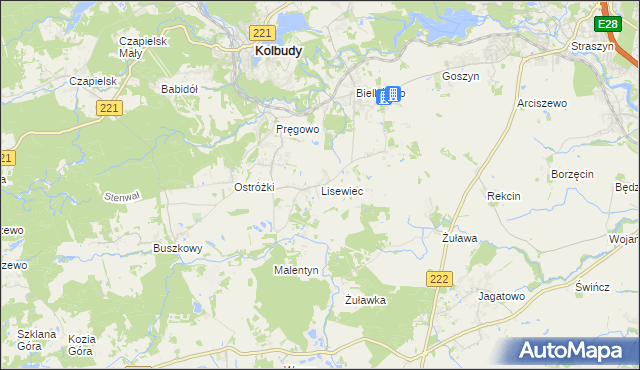 mapa Lisewiec, Lisewiec na mapie Targeo