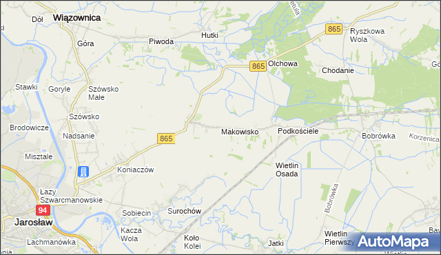 mapa Makowisko gmina Jarosław, Makowisko gmina Jarosław na mapie Targeo