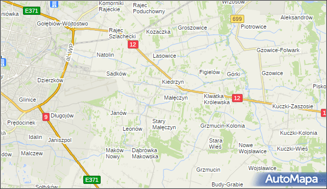 mapa Małęczyn gmina Gózd, Małęczyn gmina Gózd na mapie Targeo