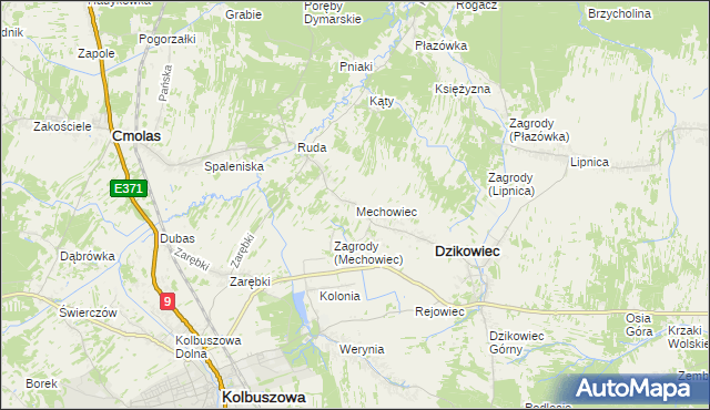 mapa Mechowiec, Mechowiec na mapie Targeo