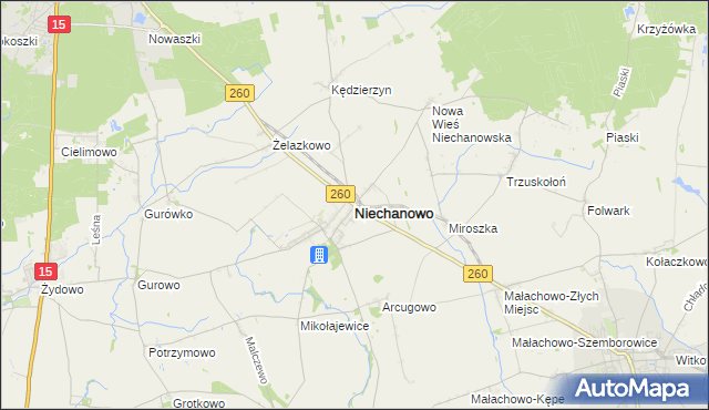 mapa Niechanowo, Niechanowo na mapie Targeo