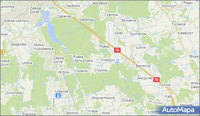 mapa Orzeszyn, Orzeszyn na mapie Targeo