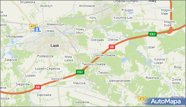 mapa Ostrów-Osiedle, Ostrów-Osiedle na mapie Targeo