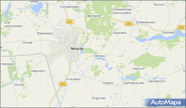 mapa Ostrowo gmina Mrocza, Ostrowo gmina Mrocza na mapie Targeo