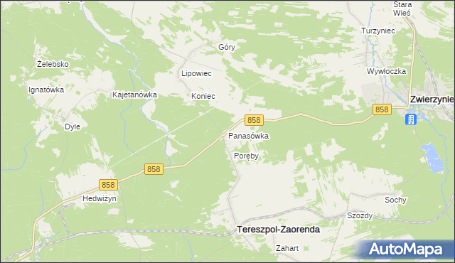 mapa Panasówka, Panasówka na mapie Targeo