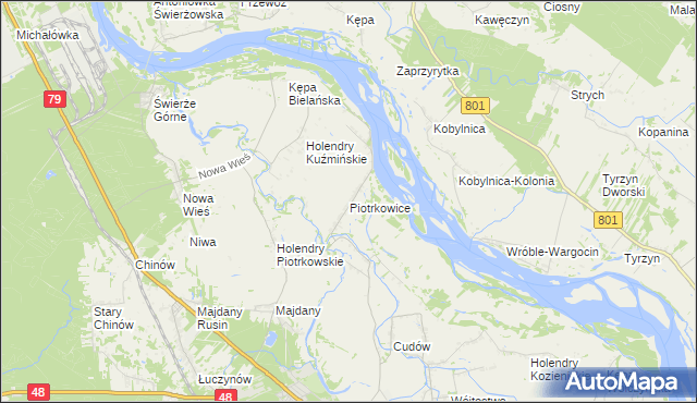 mapa Piotrkowice gmina Kozienice, Piotrkowice gmina Kozienice na mapie Targeo