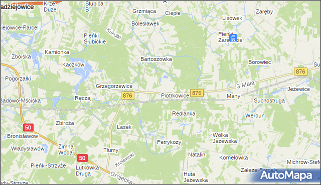 mapa Piotrkowice gmina Żabia Wola, Piotrkowice gmina Żabia Wola na mapie Targeo