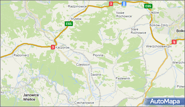 mapa Płonina gmina Bolków, Płonina gmina Bolków na mapie Targeo