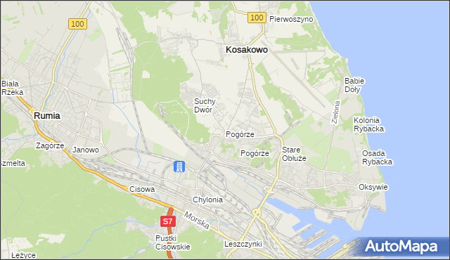 mapa Pogórze gmina Kosakowo, Pogórze gmina Kosakowo na mapie Targeo