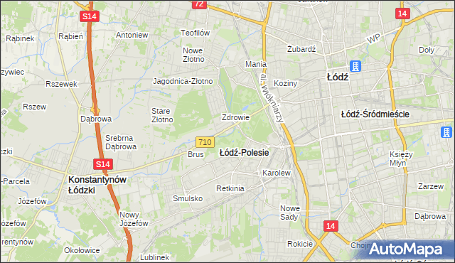 mapa Polesie gmina Łódź, Polesie gmina Łódź na mapie Targeo