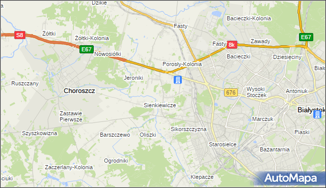 mapa Porosły, Porosły na mapie Targeo