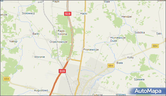 mapa Proniewicze, Proniewicze na mapie Targeo