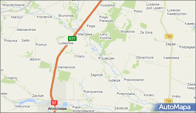 mapa Przyłęczek, Przyłęczek na mapie Targeo