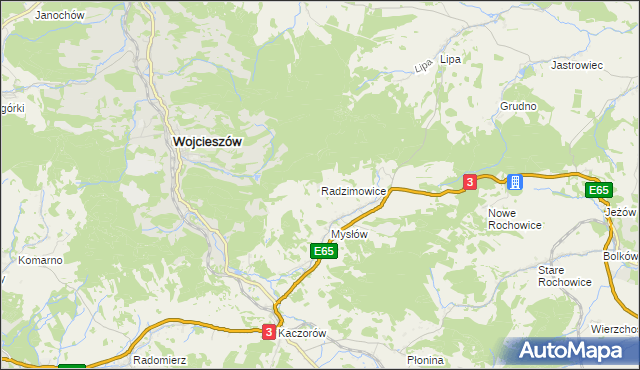 mapa Radzimowice gmina Bolków, Radzimowice gmina Bolków na mapie Targeo