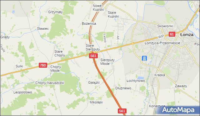 mapa Sierzputy Młode, Sierzputy Młode na mapie Targeo