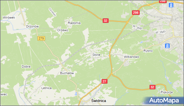 mapa Słone gmina Świdnica, Słone gmina Świdnica na mapie Targeo