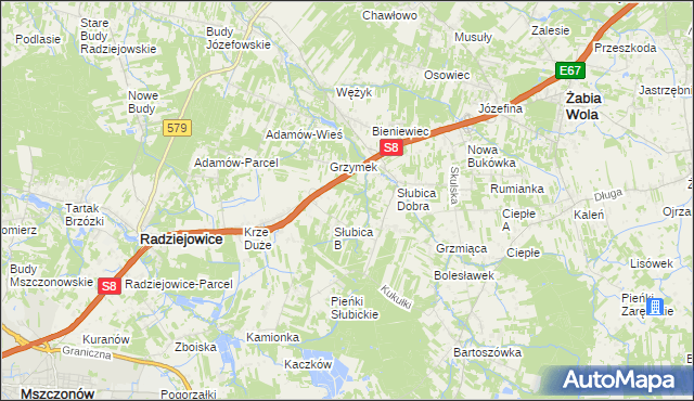 mapa Słubica A, Słubica A na mapie Targeo