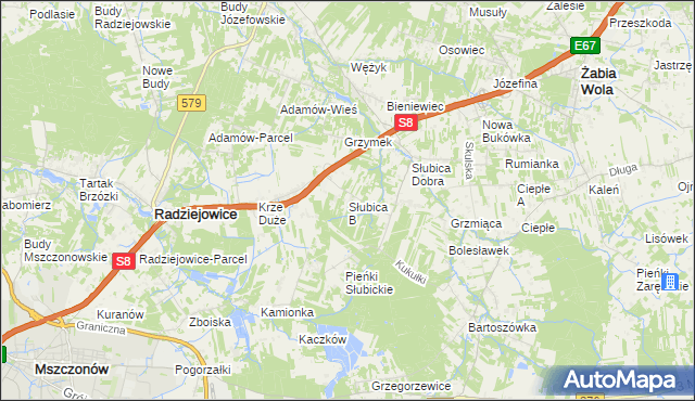 mapa Słubica B, Słubica B na mapie Targeo