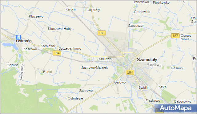 mapa Śmiłowo gmina Szamotuły, Śmiłowo gmina Szamotuły na mapie Targeo