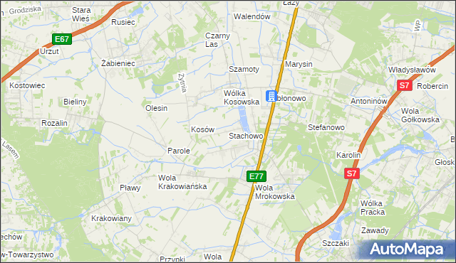 mapa Stachowo gmina Lesznowola, Stachowo gmina Lesznowola na mapie Targeo