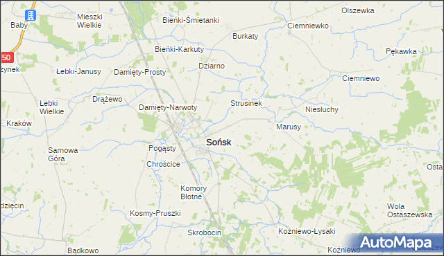 mapa Szwejki gmina Sońsk, Szwejki gmina Sońsk na mapie Targeo