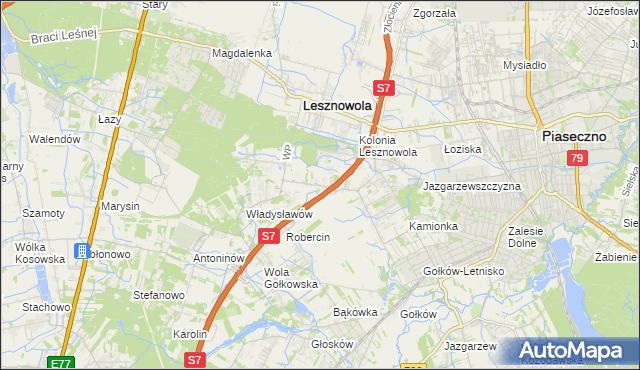 mapa Wilcza Góra gmina Lesznowola, Wilcza Góra gmina Lesznowola na mapie Targeo
