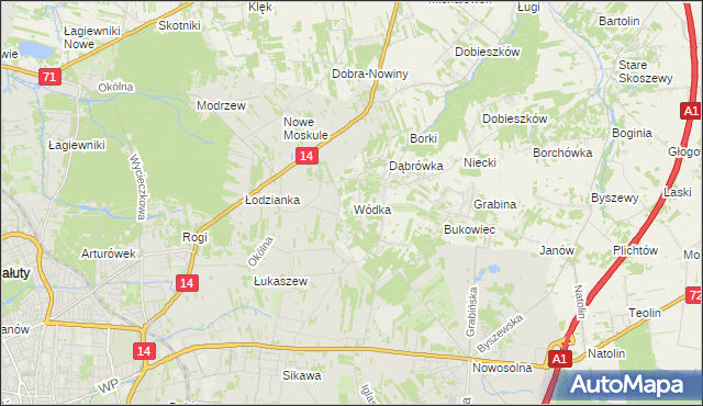 mapa Wódka gmina Nowosolna, Wódka gmina Nowosolna na mapie Targeo