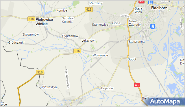 mapa Wojnowice gmina Krzanowice, Wojnowice gmina Krzanowice na mapie Targeo