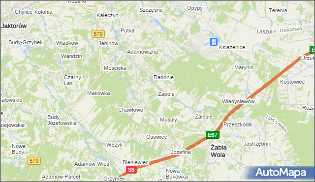 mapa Zapole gmina Grodzisk Mazowiecki, Zapole gmina Grodzisk Mazowiecki na mapie Targeo