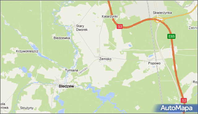 mapa Zemsko gmina Bledzew, Zemsko gmina Bledzew na mapie Targeo